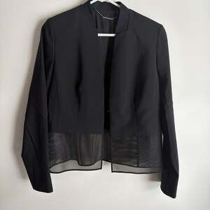 Elie Tahari Ava Black Jacket with Mesh Trim Hem